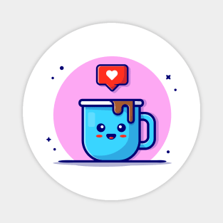 Cute Coffee With Love Sign Cartoon Vector Icon Illustration Magnet